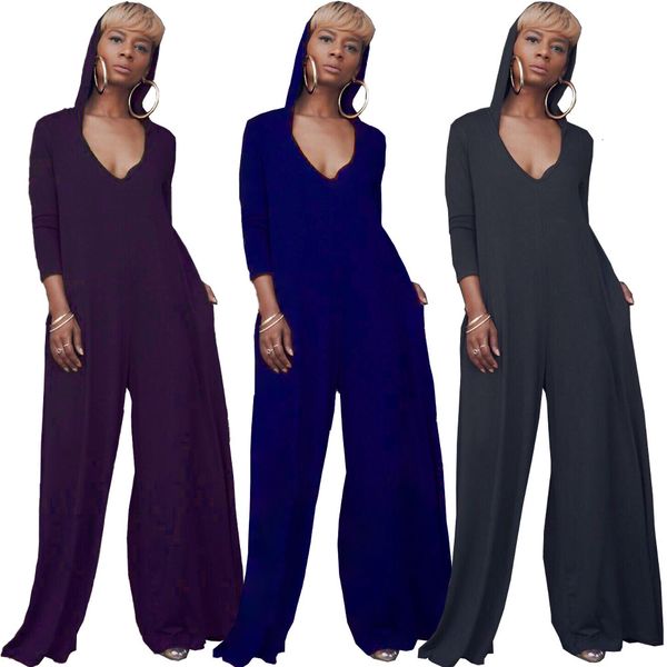 

long dn8300 color women's solid sleeve jumpsuit nightclub, Black;white
