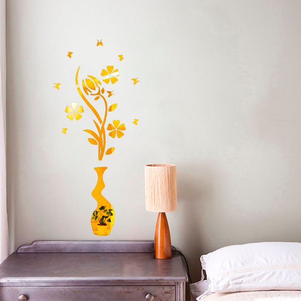 

3d diy flower vases acrylic wall sticker modern stickers decoration living room removable mural wallpaper art decals home decor