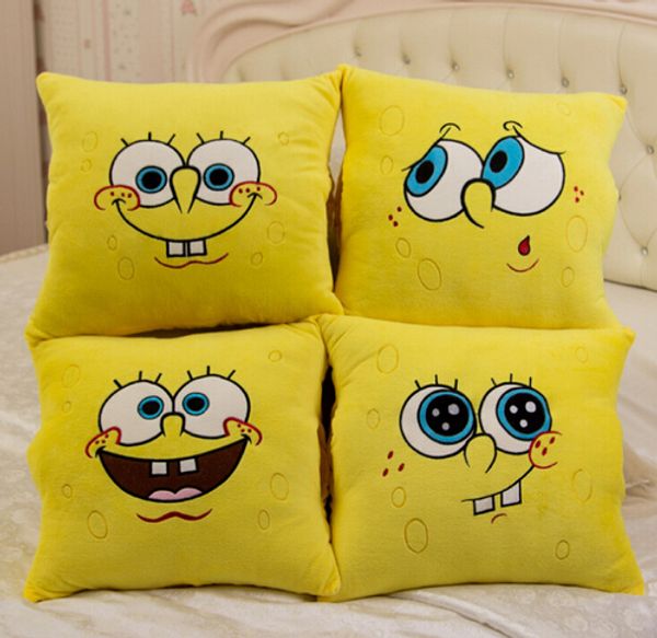 

1pcs 34*34cm cartoon sponge bob plush toys soft spongebob pillow cushion four models can be selected kids toys
