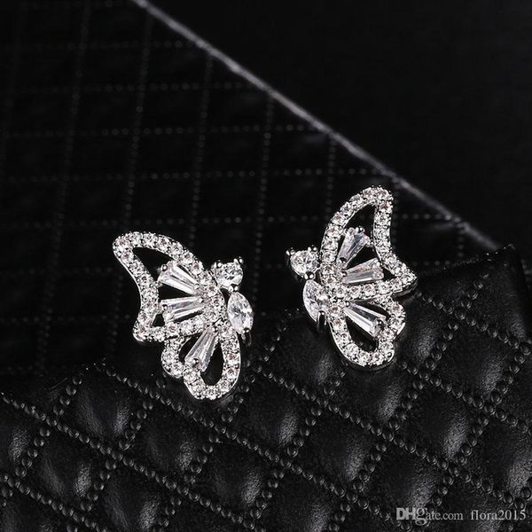 

новая мода кубического циркония ювелирные изделия белого цвета золота гальваническим серьги бабочки для женщин высокого качества дамы carter, Golden;silver