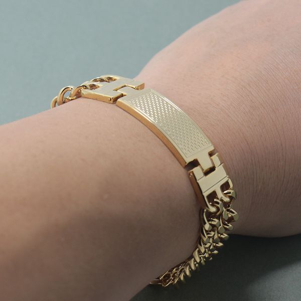 

18mm width double rows personalized bracelet gold color men fashion jewelry, Black