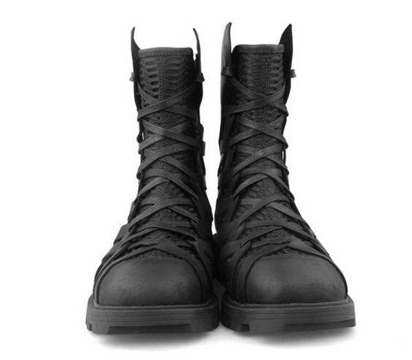 

winter chelse boots for men bandage cow leather men motorcycle boots, Black