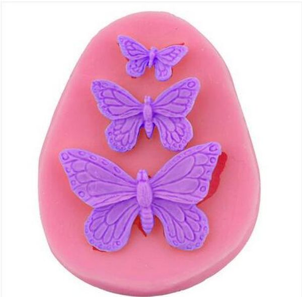 

sales wholesales 3-hole butterfly silicone fondant mold sugarcraft cake decorating baking tools