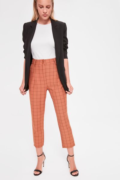 

trendyol plaids pants twoaw20pl0492, Black;white