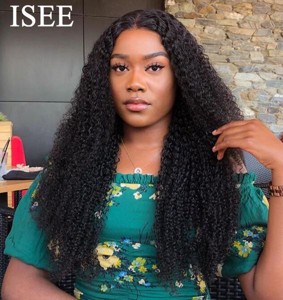 

2020 new mongolian full lace kinky curly wigs for women pre plucked 150 density isee hair human hair wigs remy full lace human ha3364852, Black