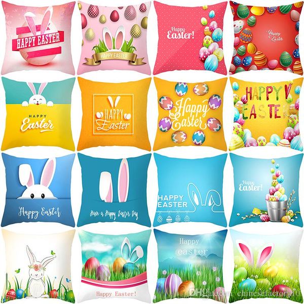 

89 styles easter bunny pillow case letter rabbit egg print pillow cover 45*45cm sofa nap cushion covers happy easter home decoration