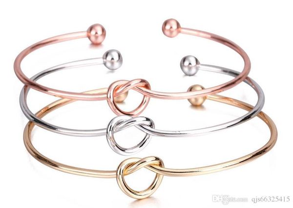 

metal zinc alloy rose gold color tie knot bracelet bangles simple twist cuff open bangles jewelry adjustable bangle for women jewelry, Black