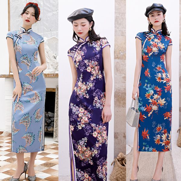 

новое поступление мода лето длинные cheongsam китайский стиль платье женские тонкий qipao vestido размер -3xl, Red