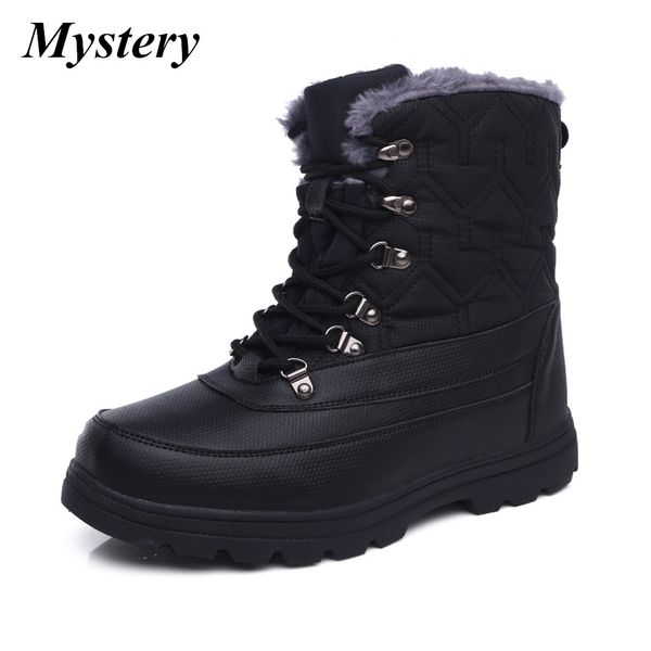 

winter with fur snow boots for men sneakers male shoes casual quality waterproof outdoor safety boots work men's boot, Black