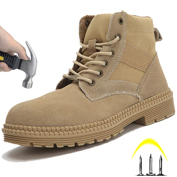 

men winter snow boots high-steel toe work shoes anti-smashing anti-piercing safety shoes outdoor slip indestructible boots, Black