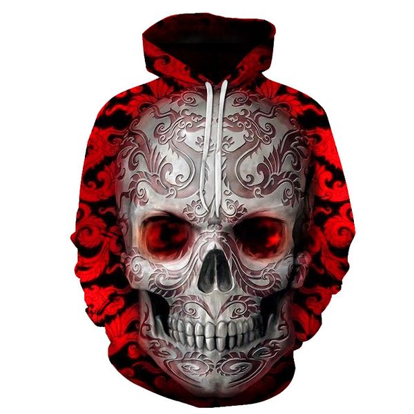 

2019 new brown and blue sugar skull printing 3d hoodie men and women hoodie digital printing thin 3d sweatshirt harajuku, Black