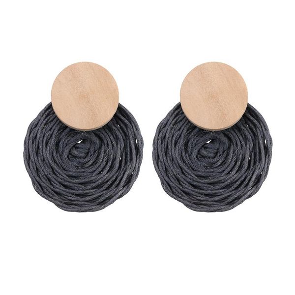 

round handmade weave wedding jewelry ear stud earrings vintage wax line 1 pair costume, Silver