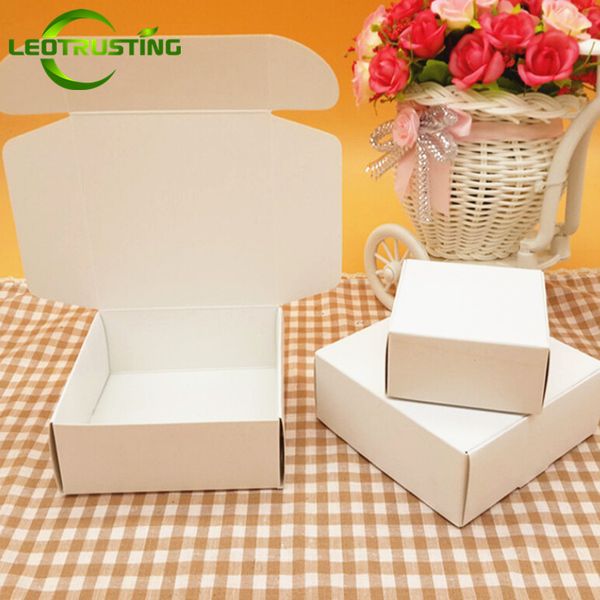 

leotrusting 50pcs small blank white cardboard paper wedding gift packaging box white paper gift box handmade soap