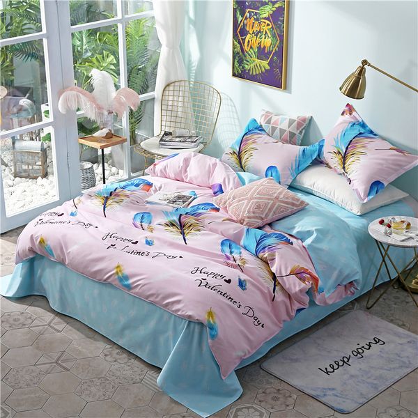 

feathers printing bedding set 2pcs/3pcs soft duvet cover set 1 quilt cover+1/2 pillowcases(no sheet) twin full  king