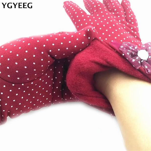 

ygyeeg new white dot ladies butterfly knot red purple gloves winter warm female mittens women diamond glove wrist length guantes, Blue;gray