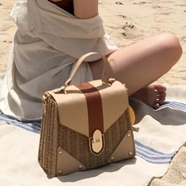 

designer-new 2019 bohemian straw bags for women beach handbags summer vintage rattan bag handmade kintted crossbody bag