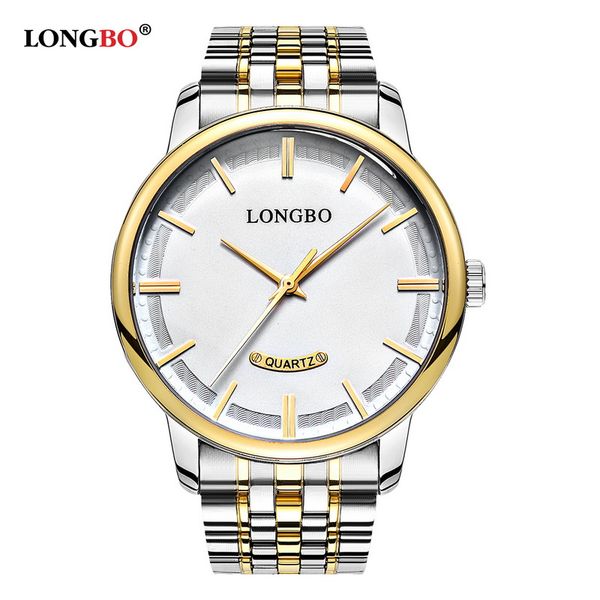 

fashion longbo quartz watch lovers watches women men couple lovers business gift analog steel wristwatches fashion casual gold, Slivery;brown