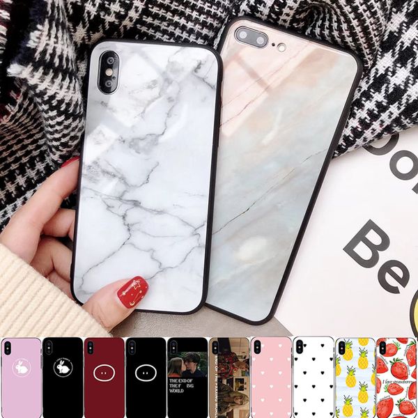

rzp мрамор love heart закаленное стекло чехол для iphone 10 x 7 6 стеклянная задняя сторона обложки бампером для iphone x 8 7 6 s plus case