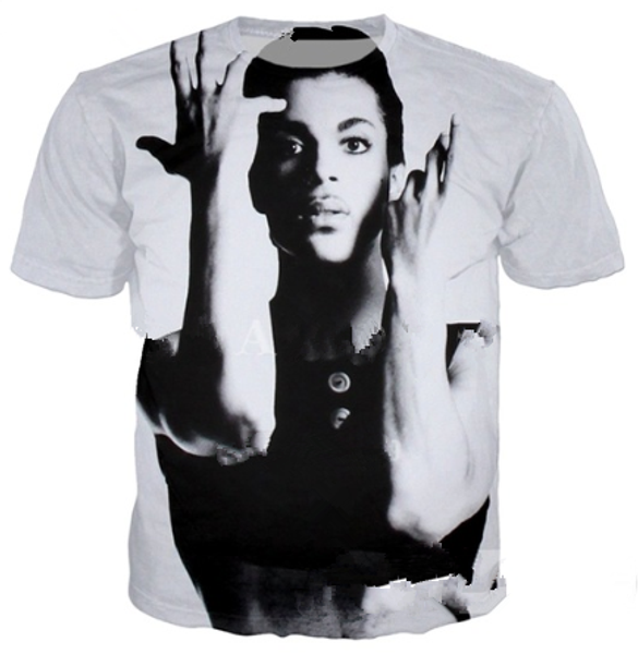 

fashion singer prince rogers nelson t shirt 3d print men/womens funny summer round collar short sleeve casual u1322, White;black