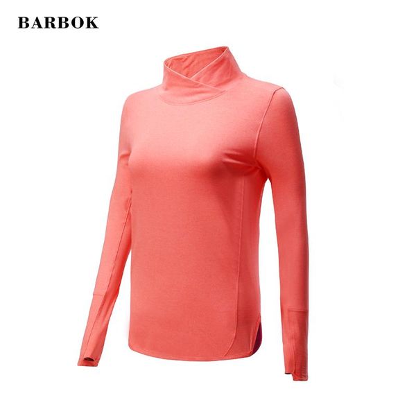 

barbok women gym yoga yoga shirts long sleeve workout fitness running sport t-shirts training autumn sportswear, White;red