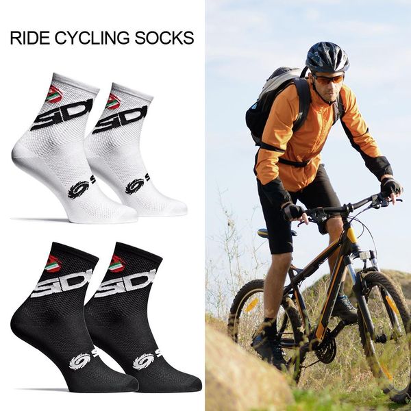 

new cycling socks men sports outdoor black white breathable road bikes socks
