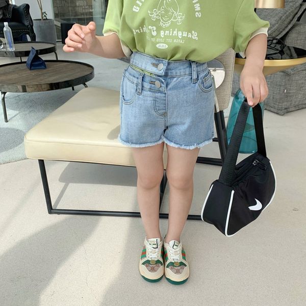 

children's and shorts denim shorts 2020 sports wash elastic waist holiday baby girl pants x55132, Blue