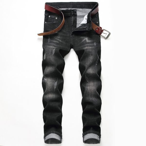 

mens designer black slim jeans straight stretch pants, Blue