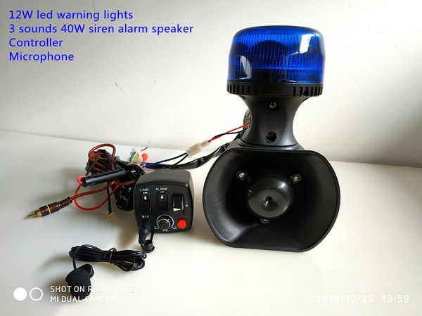 Motosiklet Uyarı Equiments 12W LED uyarı Beacon Işık, 40W 3 Tonlar Polis Siren Alarm Korna, Mikrofonlu Anahtar Kontrolör, Su Geçirmez