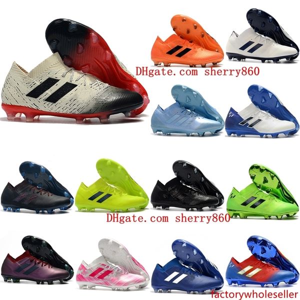 

2019 new mens soccer cleats nemeziz messi 18.1 fg soccer shoes nemeziz 18 chaussures de football boots chuteiras de futebol orange original