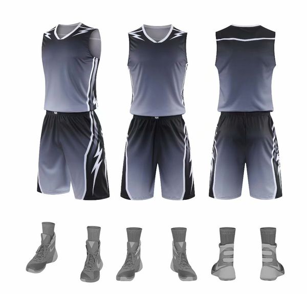 

men blank double-sided basketball team uniforms kits sports clothes tracksuits personality customized basketball sets with shorts a29-2, Blue;black