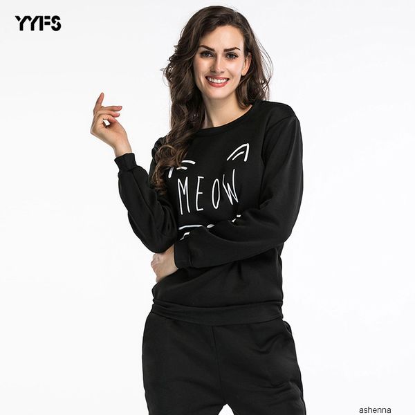 

womens designer season sweater long sleeve cat ears letter printing large size pullover 2l2, Black;brown