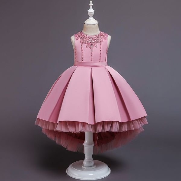 

baby girls pearl one-piece dress kids 2019 princess clothes infantis elegant dresses for party and wedding 100-160cm, Red;yellow