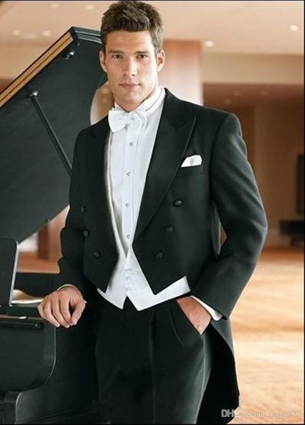 

новый стиль фрак смокинга жениха черный лучший мужчина пика атласная отворот жениха мужчины свадебные костюмы жених (куртка + брюки + галсту, Black;gray