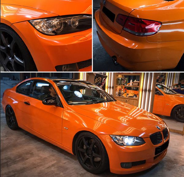 Super Gloss Bloss Orange Vinyl Film Glights Wrap Foil com liberação de ar Gross Cars Set's embrulhando Decalque Tamanho 1 52x20 Medidores Roll282p