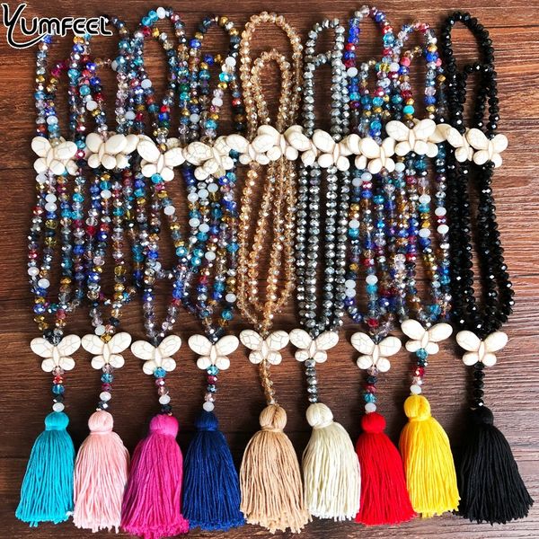 

yumfeel brand new crystal tassel butterfly pendants necklace women handmade 9 colors long necklace jewelry gifts, Silver