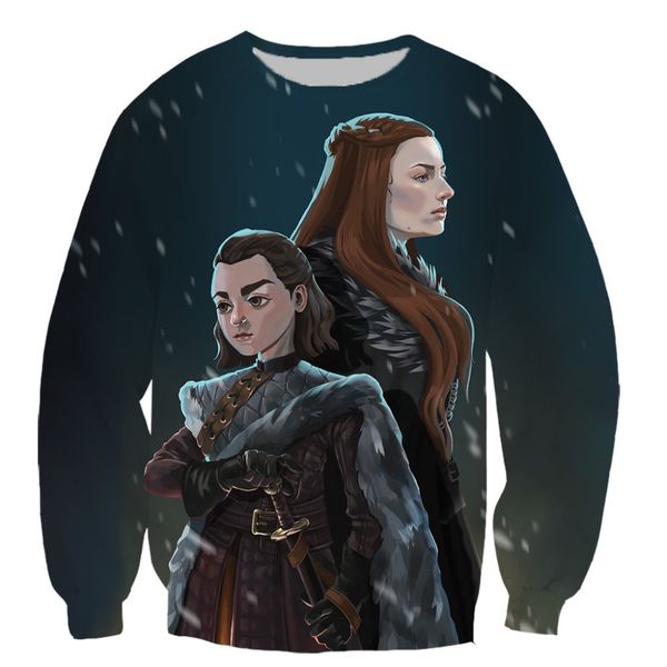 

arya stark men women pullover sweatshirts plain sweatshirt 3d printed cool sweatshirts streetstyle, Black