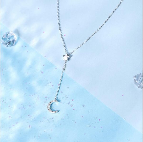 

s925 silver necklaces for women 925 sterling silver chain fashion romantic cute jewelry necklace moon star
