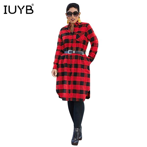 

iuyb spring 2019 casual style women outwears plaid full sleeve chiffon elegant overalls slim x-long outwears th3304, Black