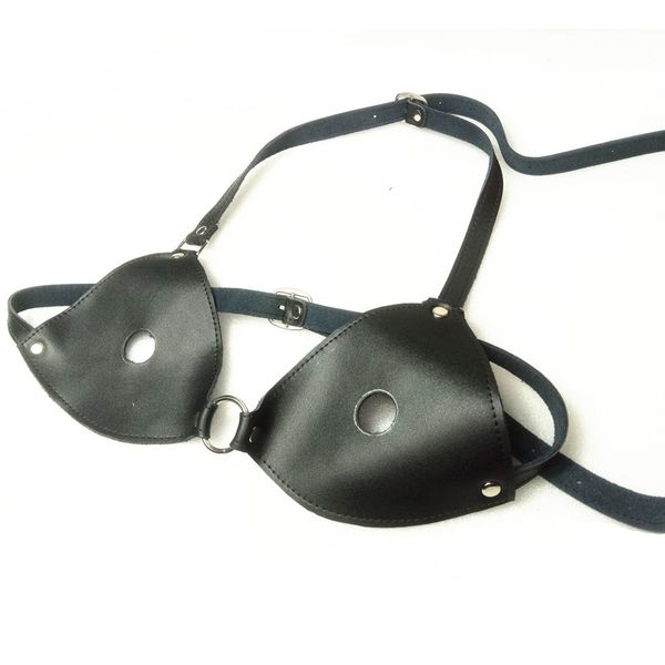 

genuine leather bra with nipple holes party wear costumes for lady fetish play black bx1051-ytj