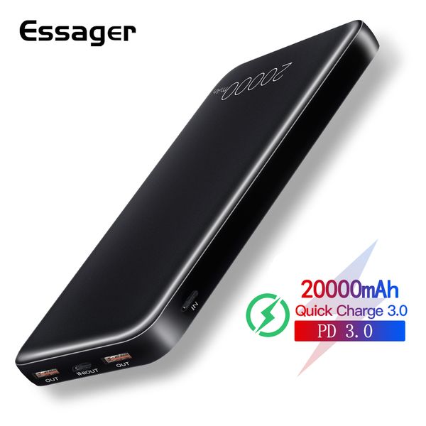 

essager 20000mah power bank quick charge 3.0 usb c pd powerbank 20000 mah for iphone 11 pro max xiaomi mi 9 8 portable charger