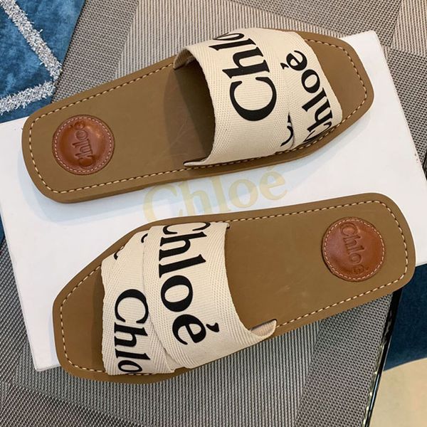 

fashion luxury womens designer flip flop letter cotton fabric sandals summer beach flat slippers skateboard shoes size 35-40, Black