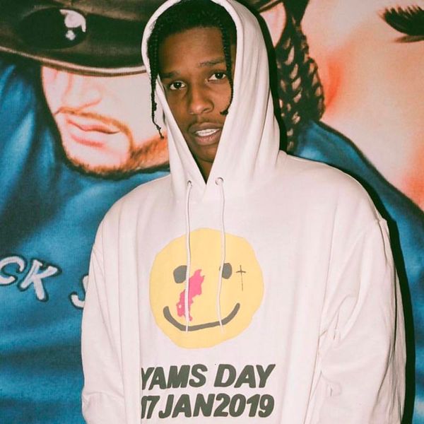 

19fw asap rocky joint желтый круглый лицо письмо printed толстовка с капюшоном классический простой пуловер улица свитер толстовки outwear h, Black