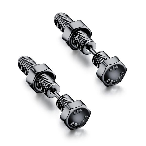 

2019 new men hex screw nut earrings men and women domineering personality nightclub earrings couple, Silver