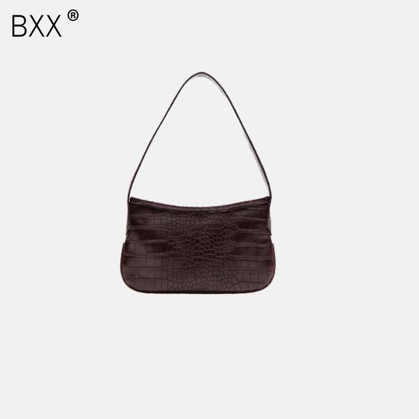 

bxx] solid color crocodile pattern pu leather shoulder bags for women 2020 spring quality travel handbags purses hl204