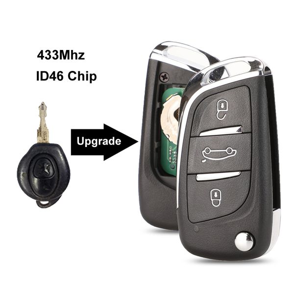 

jingyuqin car remote flip key diy for ds 206 306 2009- complete vehicle key fob upgrade