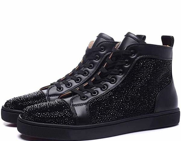 

designer red bottoms sneakers studded spikes flats shoes designer luxury red bottoms for men women, Black