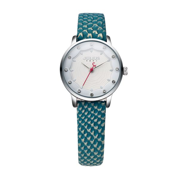 

julius colorful ladies watch fashion for women crocodile leather elegant analog quartz japan movt watch for young girl ja-858, Slivery;brown