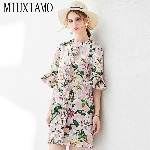 

miuximao 2019 fall runway lily flower print casual eleghant coat women vestidos womens trench coat, Tan;black