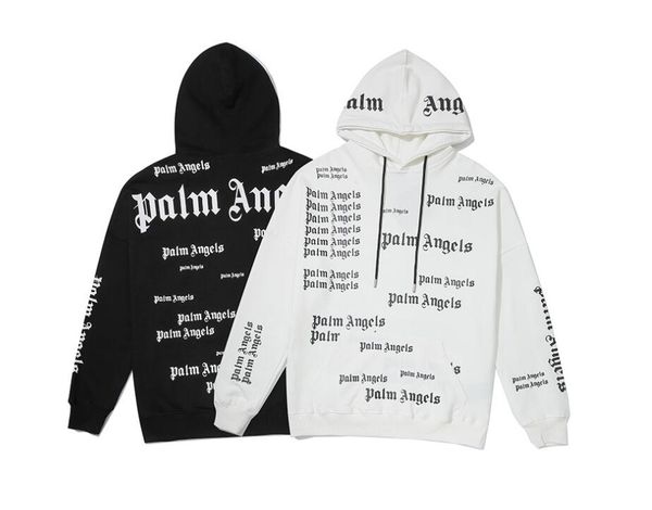 

american popular logo loose-fitting hoodie monochrome hoodie palm angel fabric hoodie men and women, Black