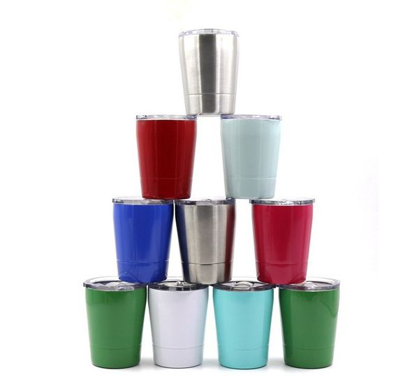 

9oz kids mugs stainless steel tumbler kids cups travel vehicle beer mug with straws and lids